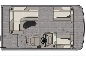 Slide: The Image of 2026 Avalon VENTURE CRUISE interior with tan seating and modern steering console. - 2
