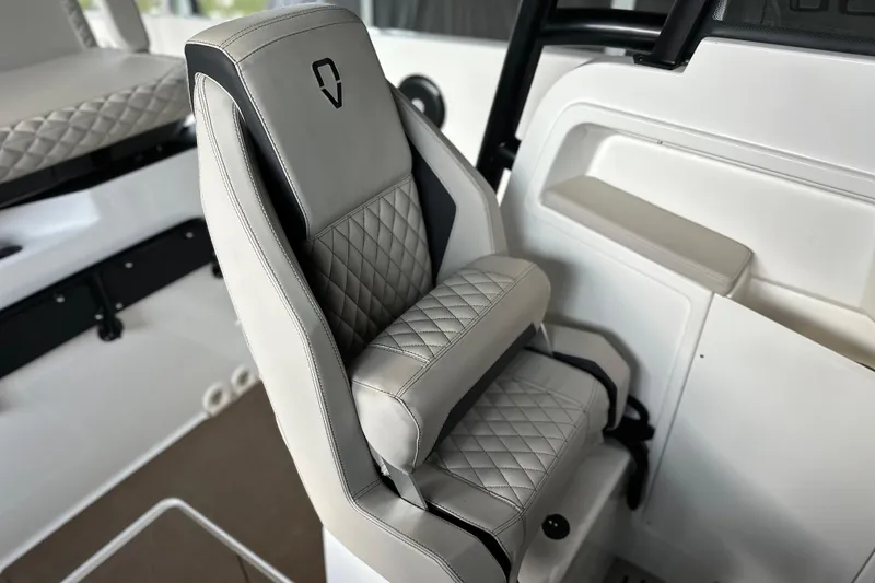Slide: The Image of Luxurious interior seat of 2025 Navan S-30 boat with quilted design. - 11