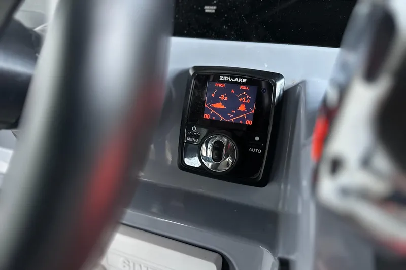 Slide: The Image of Control panel of 2025 Navan S-30 boat, displaying pitch and roll data. - 17