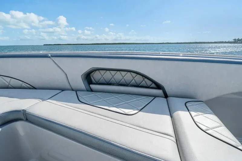 Slide: The Image of Luxurious seating on 2025 Deep Impact 369 Sport boat with ocean view. - 15