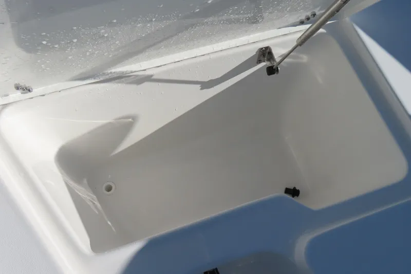 Slide: The Image of Open storage compartment on 2025 Sea Hunt Ultra 245 SE boat. - 10
