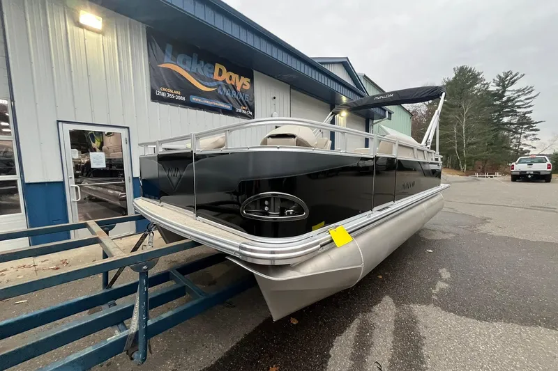 Slide: The Image of 2026 Avalon VTX Quad Fish pontoon boat at Lake Days Marine dealership. - 7