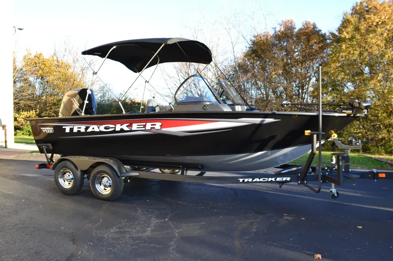 The Image of 2026 Tracker Targa V-19 Combo boat on trailer, parked outdoors. - 0