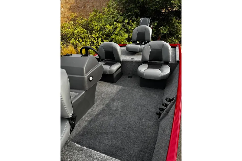 Slide: The Image of Interior of 2026 Tracker Bass Tracker Classic XL boat with gray seating. - 5