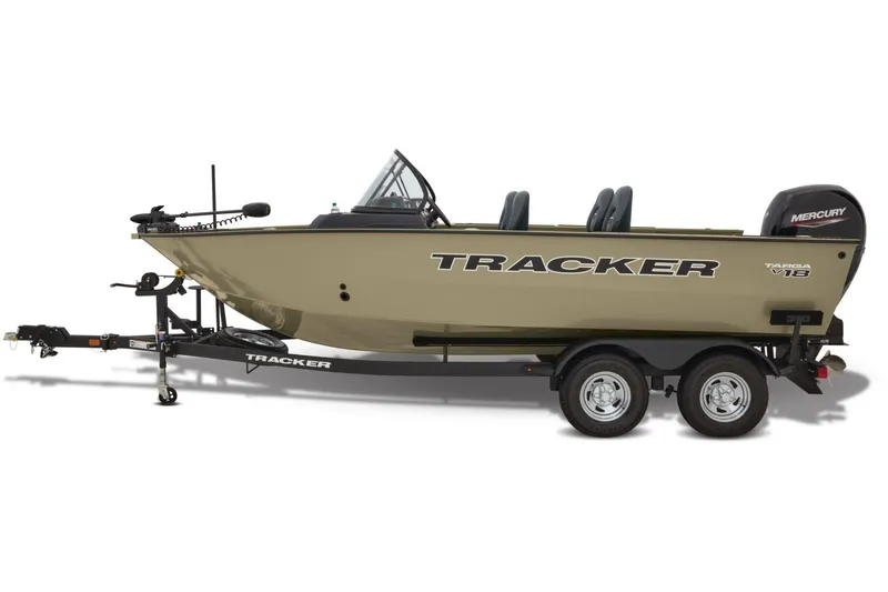Slide: The Image of 2026 Tracker Targa V-18 Combo boat with all-welded hull and powerful outboard motor. - 5
