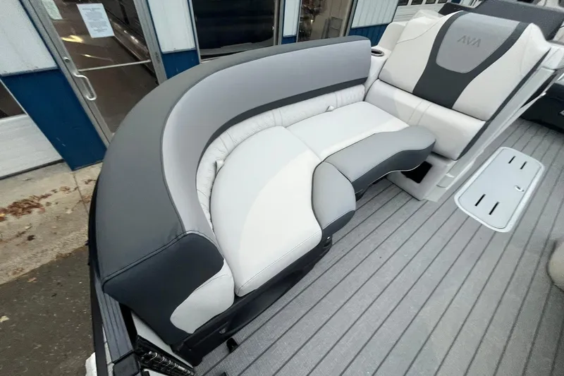 Slide: The Image of 2026 Avalon Catalina Versatile Rear Lounger with sleek gray and white seating design. - 10