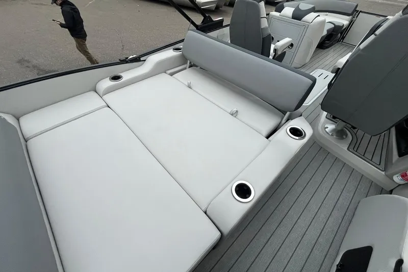 Slide: The Image of 2026 Avalon Catalina Versatile Rear Lounger with spacious seating and cup holders. - 16