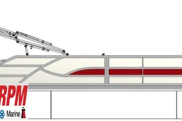 The Image of 2026 Bentley Pontoons 220 SWINGBACK side view illustration with red accents. - 0