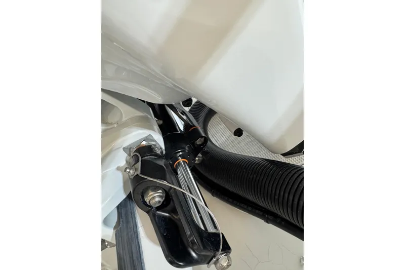 Slide: The Image of Close-up of 2000 Boston Whaler 21 Outrage boat engine components. - 17