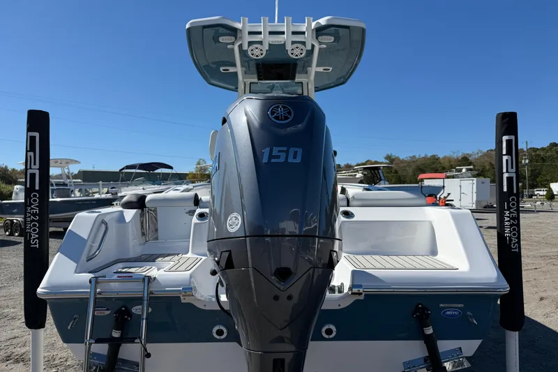 Slide: The Image of 2026 Tidewater 210 LXF boat with powerful 150 engine, showcased at Cove 2 Coast Marine. - 12