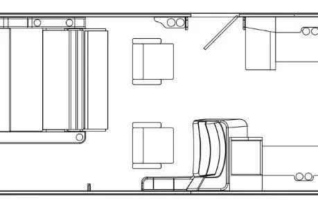 Slide: The Image of Floor plan of 2026 Bentley Pontoons 243 Swingback Tri-toon boat layout. - 2