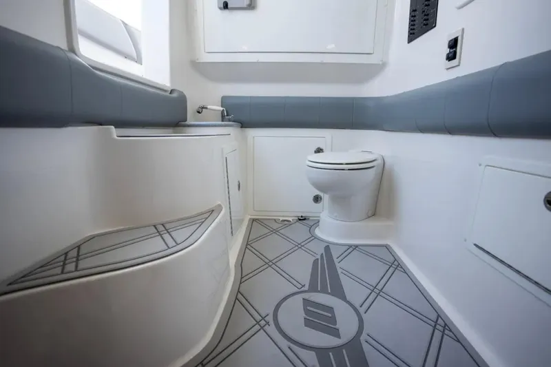 Slide: The Image of 2024 Deep Impact 369 Sport boat bathroom with modern design and sleek fixtures. - 30