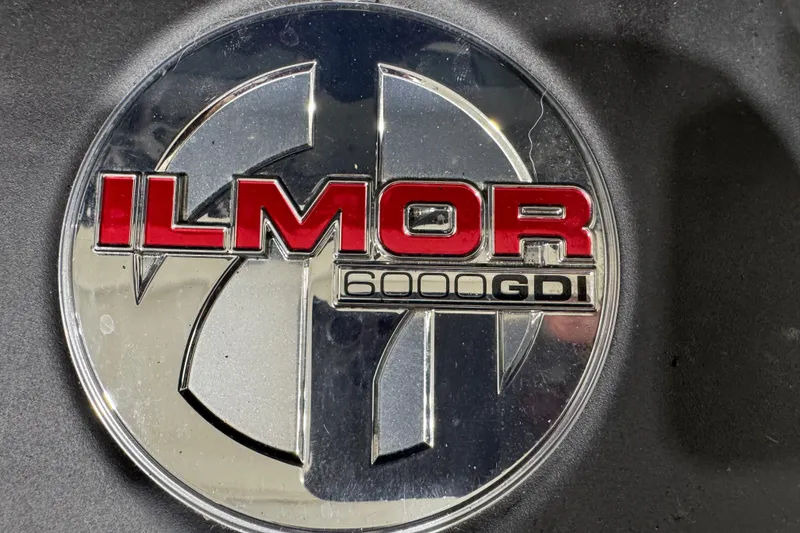 Slide: The Image of Ilmor 6000 GDI engine badge on 2017 MasterCraft X23 boat. - 17