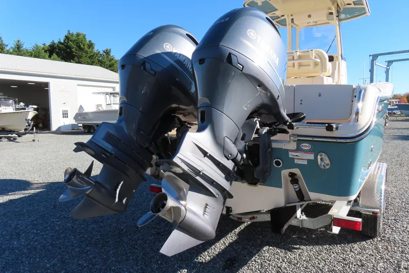 Slide: The Image of 2019 Grady-White Fisherman 257 boat with dual Yamaha outboard engines. - 4