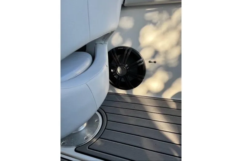 Slide: The Image of 2019 Yamaha AR190 boat interior with speaker and seating detail. - 16