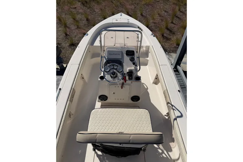 Slide: The Image of 2022 Sea Chaser 21 Sea Skiff boat interior with Garmin navigation system. - 6