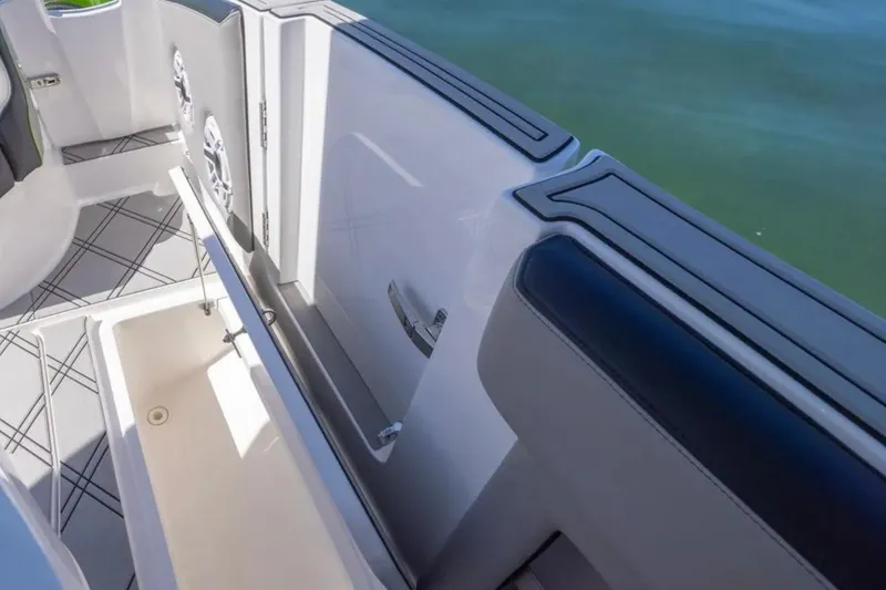 Slide: The Image of Interior view of 2026 Deep Impact 399 Sport boat, featuring sleek design and modern amenities. - 61