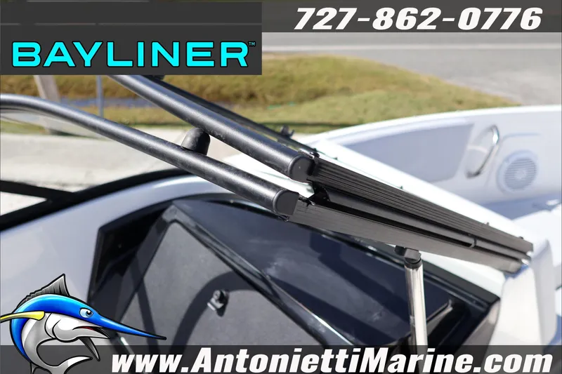 Slide: The Image of 2026 Bayliner V20 boat with fishing rod holders, showcased by Antonietti Marine. - 18