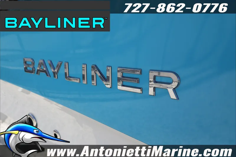 Slide: The Image of Bayliner V20 2026 boat logo with contact details and website. - 7