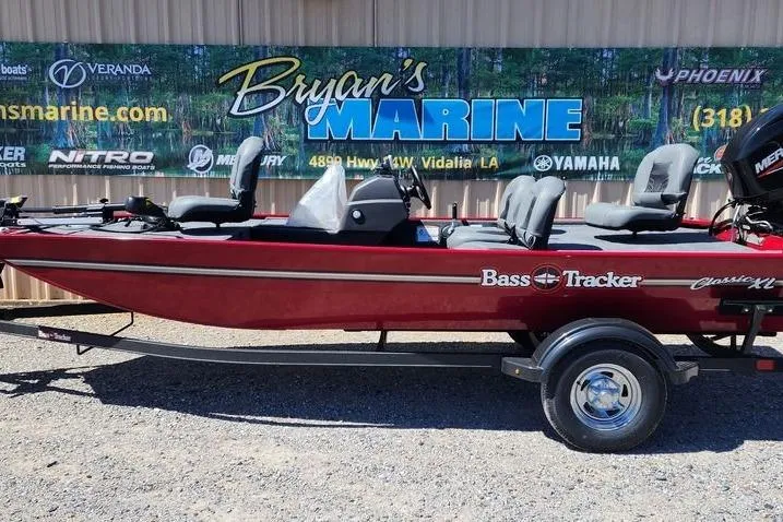 The Image of 2026 Tracker Bass Tracker Classic XL boat in red, displayed at Bryan's Marine. - 1