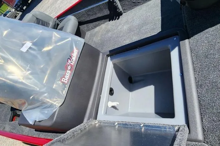 Slide: The Image of 2026 Tracker Bass Tracker Classic XL boat interior with storage compartment open. - 15