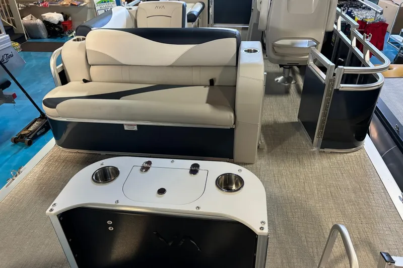 Slide: The Image of 2026 Avalon Venture Cruise Rear Bench with sleek design and integrated speaker system. - 10
