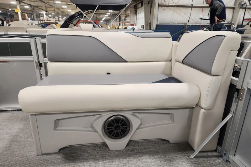 Slide: The Image of 2026 Avalon Venture Cruise Rear Bench with sleek design and integrated speaker system. - 13