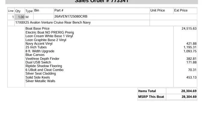 Slide: The Image of Top view of 2026 Avalon Venture Cruise Rear Bench boat layout. - 5