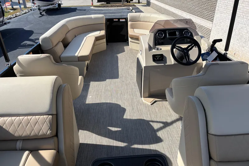 Slide: The Image of Luxurious interior of 2026 Veranda VISTA VIEW 22RC pontoon boat with plush seating. - 7
