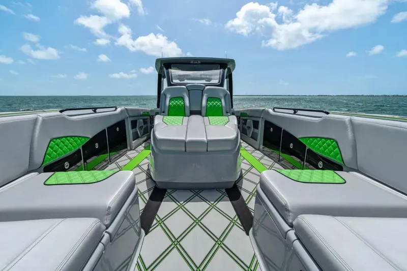 Slide: The Image of Close-up of a JL Audio speaker on a 2026 Deep Impact 399 Sport boat. - 19