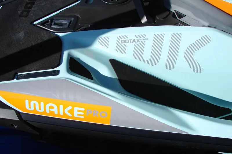 Slide: The Image of 2022 Sea-Doo Wake Pro 230 jet ski with Rotax power branding. - 7