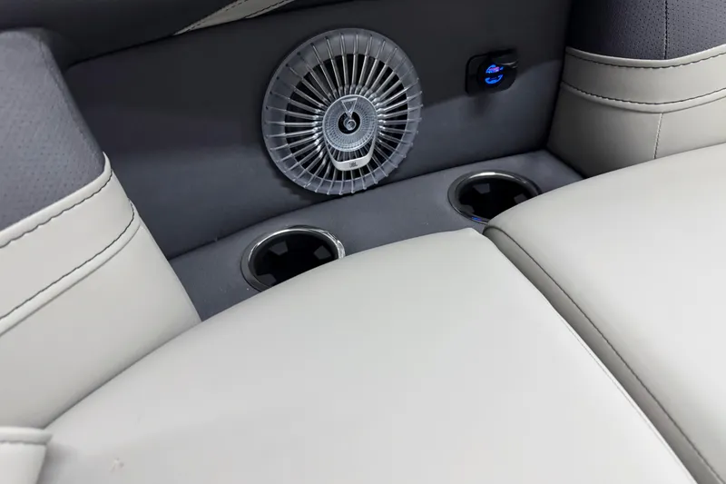 Slide: The Image of Interior of 2025 Barletta Cabrio 24U with cup holders and fan. - 26