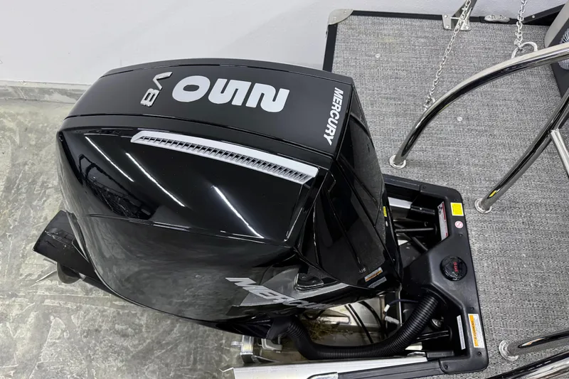 Slide: The Image of 2025 Barletta Cabrio 24U with Mercury V8 outboard engine, top view. - 5