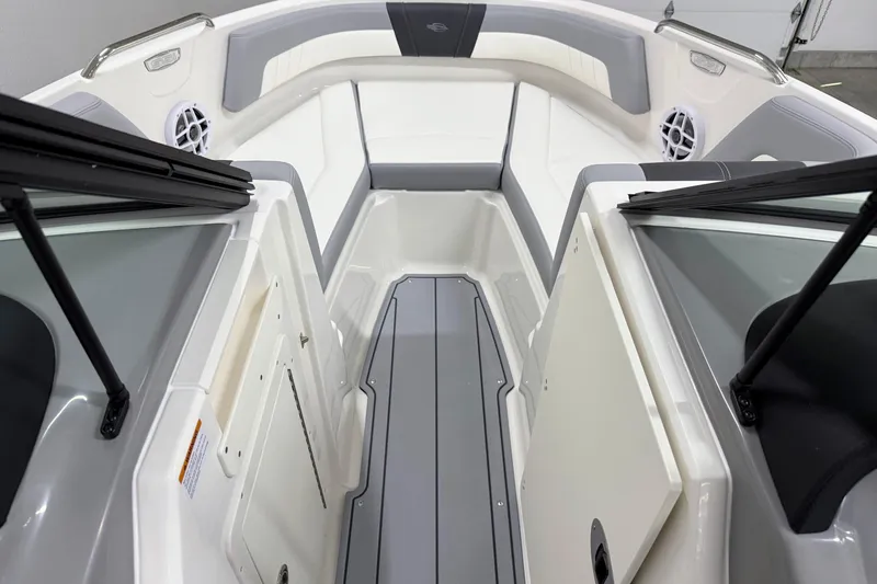 Slide: The Image of 2025 Chaparral 21 SSi boat interior with sleek seating and modern design. - 17