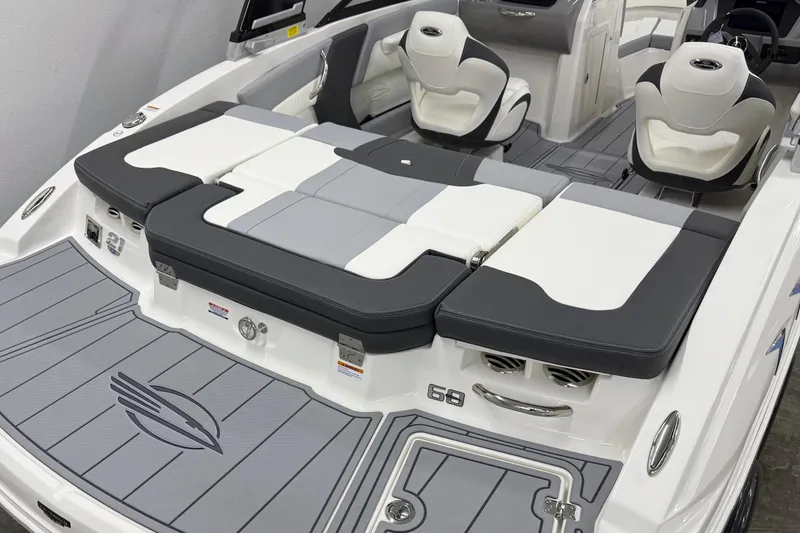 Slide: The Image of 2025 Chaparral 21 SSi boat interior with sleek seating and modern design. - 3
