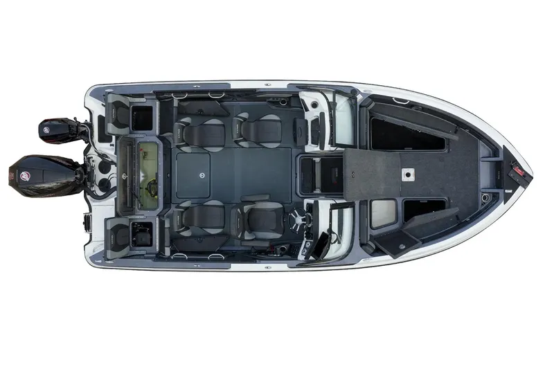 Slide: The Image of 2026 Lund 202 Pro-V GL boat on trailer under clear blue sky. - 4