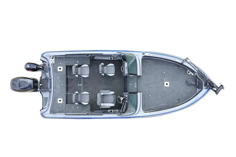 Slide: The Image of 2026 Lund 219 Pro-V GL boat on trailer, parked outdoors, with clear sky background. - 3