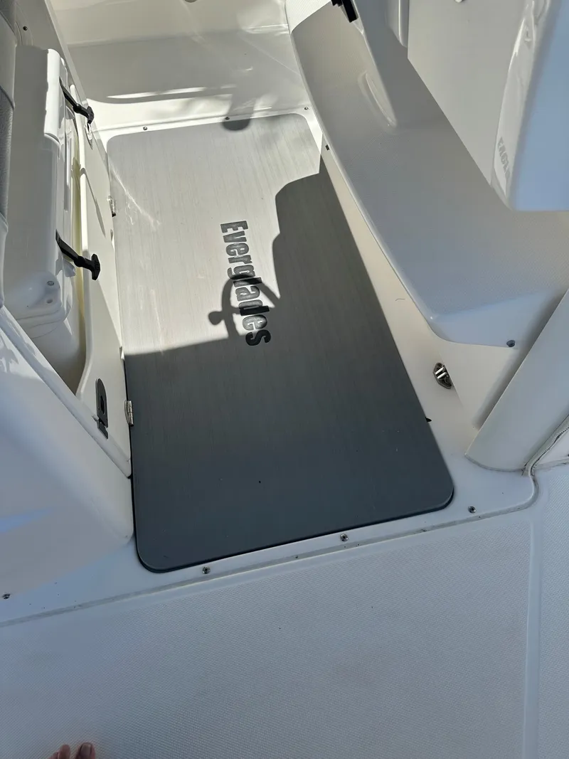 Slide: The Image of Floor mat with Everglades logo on a boat. - 38