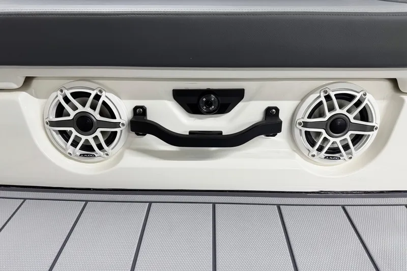 Slide: The Image of 2026 Chaparral 30 SSX boat speakers and handle on deck. - 13