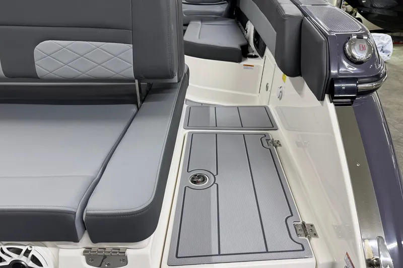 Slide: The Image of 2026 Chaparral 30 SSX boat interior with sleek seating and modern design. - 15