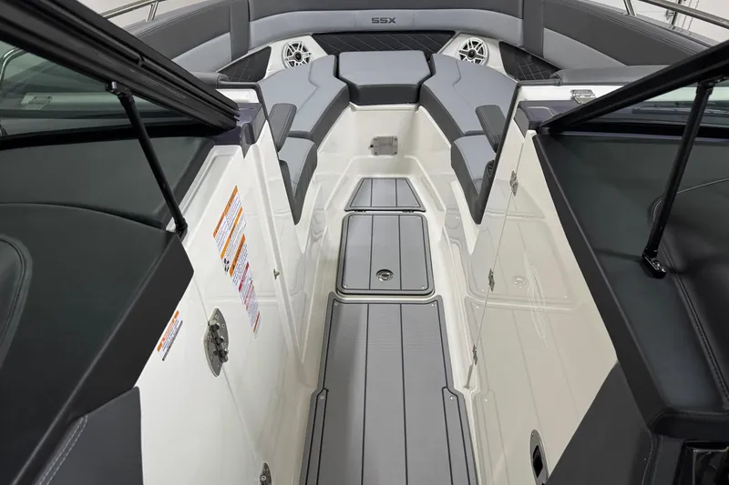 Slide: The Image of 2026 Chaparral 30 SSX boat interior with sleek seating and modern design. - 51