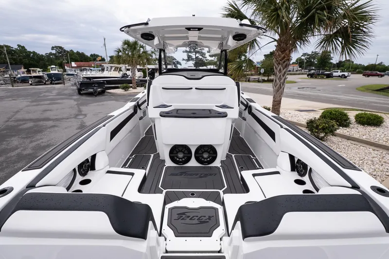 Slide: The Image of 2026 Sunsation 32 CCX boat interior with sleek seating and modern design. - 31