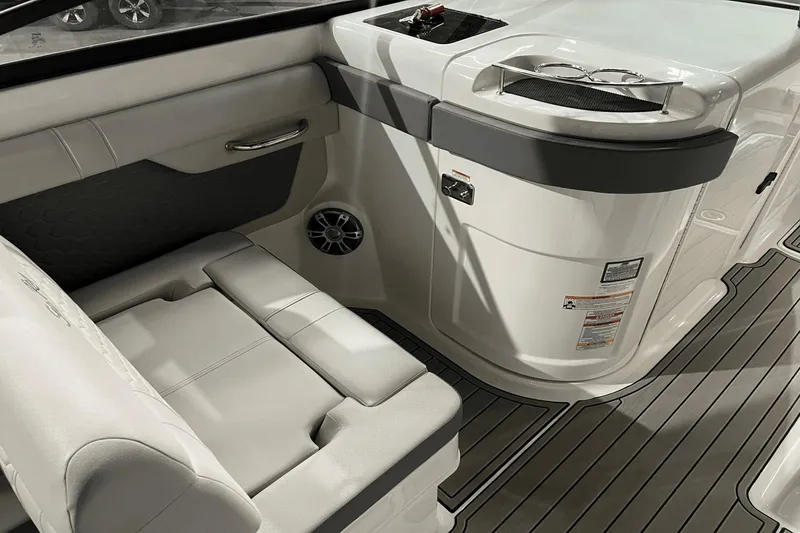 Slide: The Image of 2024 Sea Ray SDX 290 interior with sleek seating and modern design features. - 10