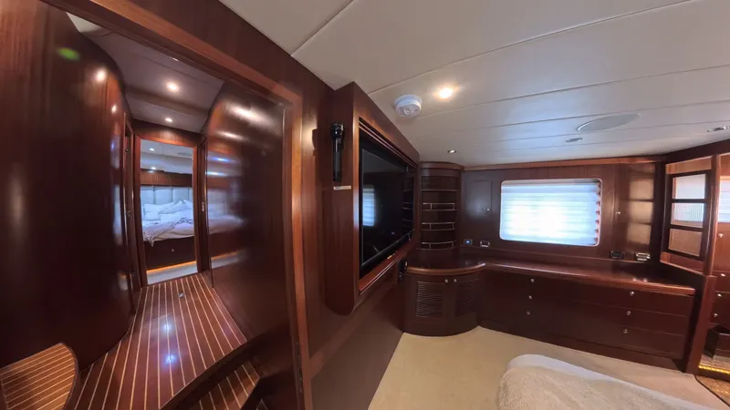 Slide: The Image of Luxurious interior of 2009 Horizon Vision yacht with wood paneling and modern amenities. - 30