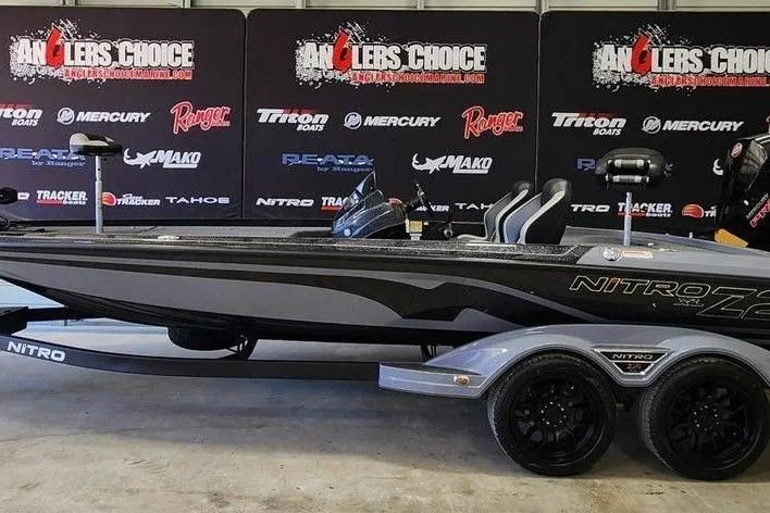 The Image of 2025 Nitro Z21 XL Pro boat displayed at Anglers Choice event. - 1