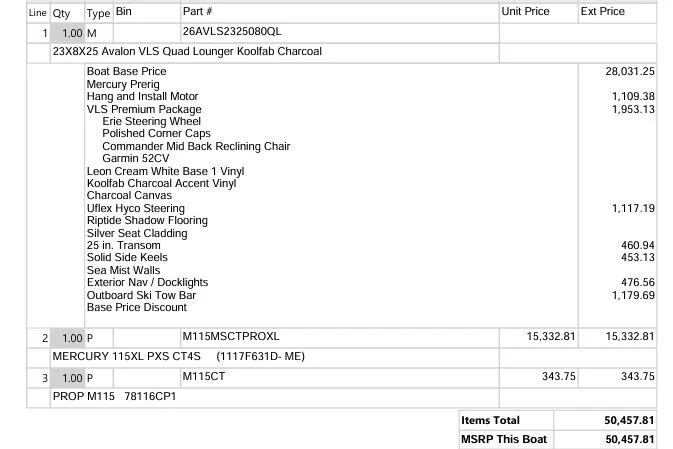Slide: The Image of 2026 Avalon VLS Quad Lounge pontoon boat in a factory setting. - 5