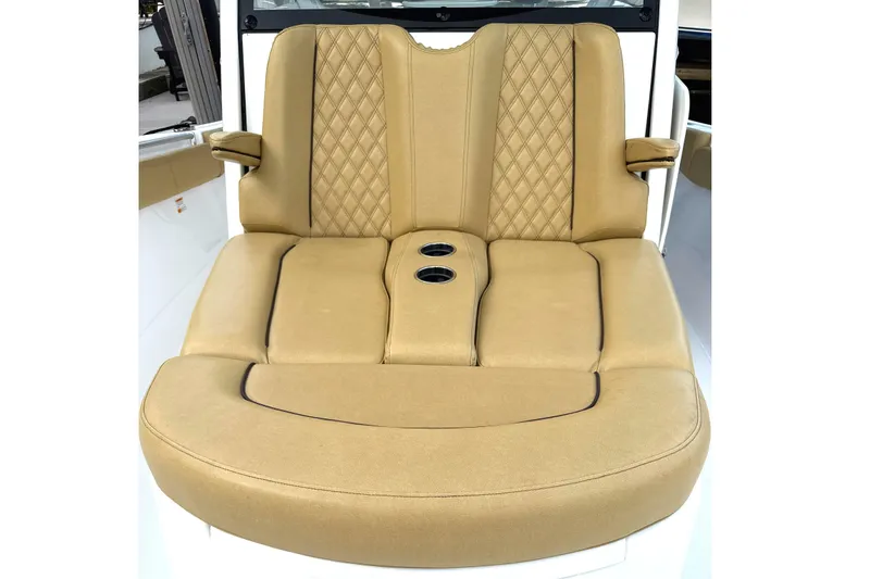Slide: The Image of Luxurious tan seating on 2023 Sportsman Open 352 Center Console boat. - 14