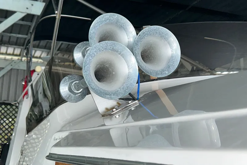 Slide: The Image of Close-up of horn cluster on 1989 Bayliner 4588 Pilothouse boat. - 78