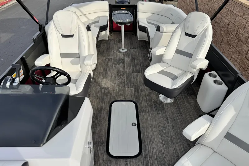 Slide: The Image of Luxurious interior of 2023 Viaggio Diamante 23E boat with plush seating and modern design. - 15