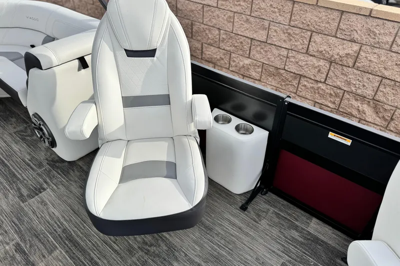 Slide: The Image of Luxurious seating in 2023 Viaggio Diamante 23E boat with cup holders and modern design. - 16